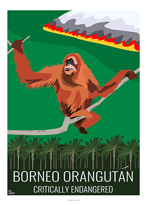 Eric Garence artiste Niçois orangutan orang outang bornéo fire artwork orange